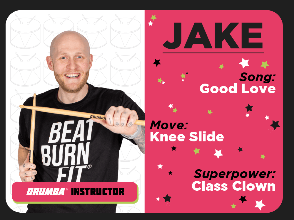 Team Member Jake. Song: Good Love. Move: Knee Slide. Superpower: Class Clown.